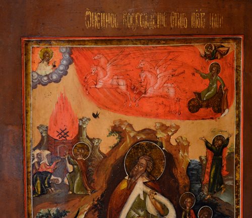 Antica icona raffigurante “Il profeta Elia e scene della sua vita”